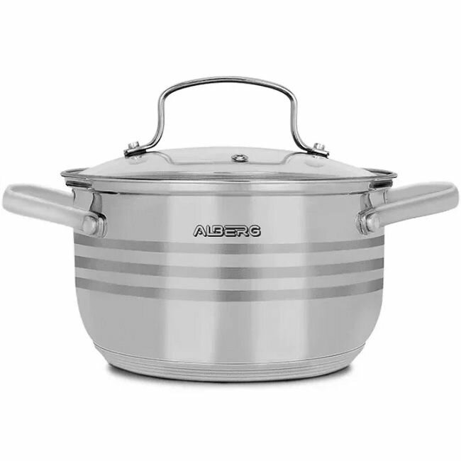 фото Кастрюля ALBERG нерж объем 6,5л 7-ми слойное индукционное дно 24х14,5см