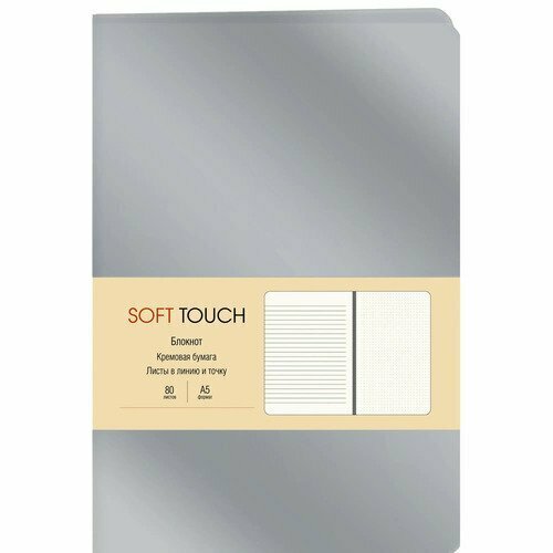 Книга для записей Soft Touch, А5, 80л, ляссе, серебро