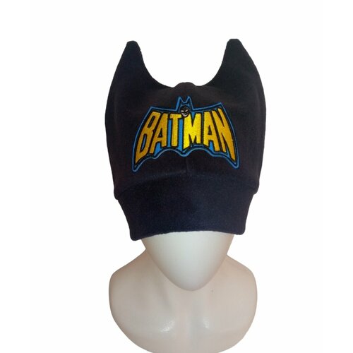фото Шапка бини шапка с рожками, шапка бэтмен, размер 54-56, синий нет