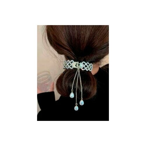 Заколка банан для пучка со стразами металлический