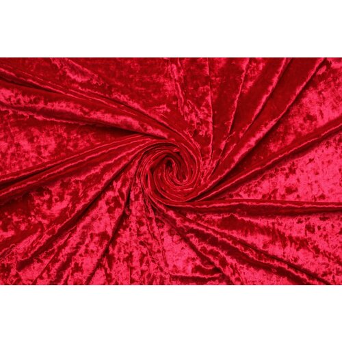 Ткань Бархат мраморный стрейч кроваво-красный , ш146см, 0,5 м