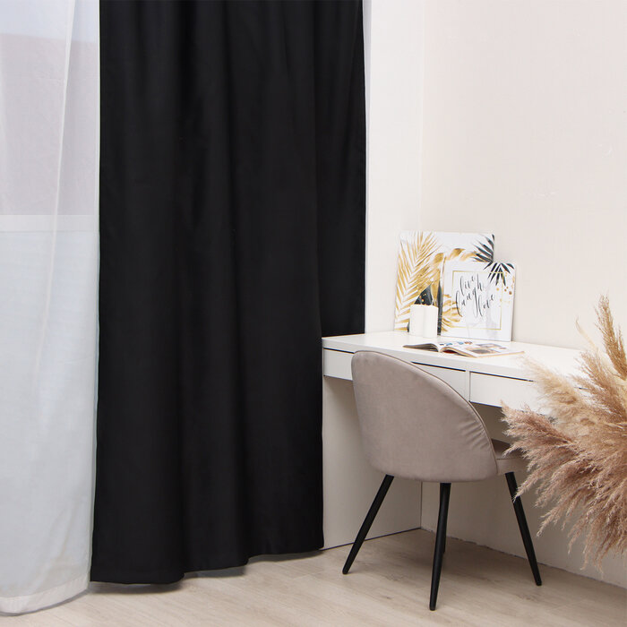фото Штора портьерная Этель 145*265 см, цв. черный, блэкаут, пл. 240 г/м2