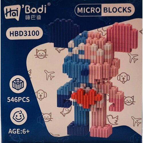 Конструктор Hai Badi Мишка двухцветный 546 деталей MICRO BLOCKS