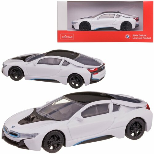 Машина металл. 1:43 BMW i8, цвет белый RASTAR 58400W машина rastar ру 1 14 bmw i8 usb белая 71070