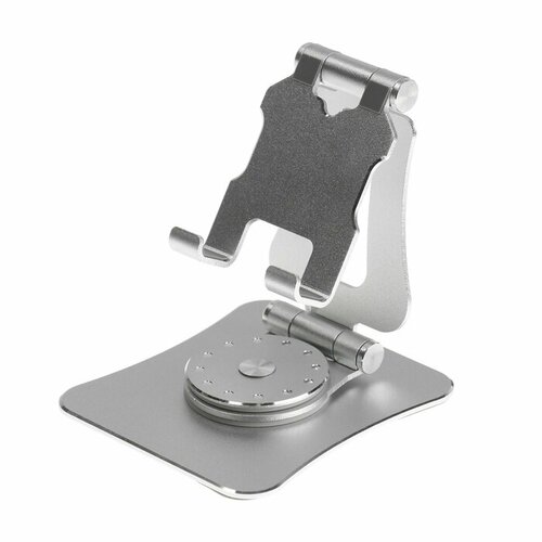 Подставка для телефона регулируемая складная поворот на 360 металл серебристая 932₽