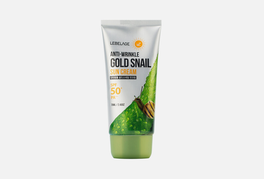 Солнцезащитный крем для лица против морщин SPF50+ Lebelage Anti-Wrinkle Gold Snail / объём 70 мл