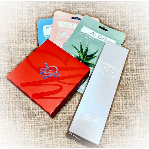 Бьюти бокс №1 (Beauty box): Кушон 23 тон YU.R, пенка увлажняющая YU. R Me, маски для лица 3 шт.