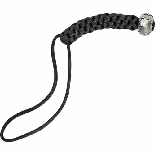 Темляк из паракорда с бусиной Spyderco Round Pewter Bead with Black Lanyard BEAD2LY