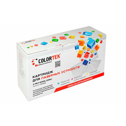 Картридж Colortek CT-MLTD105L, черный, 2500 страниц, совместимый для Samsung ML-1910/1915/2525/2525W/2580N SCX-4600/4623F/4623GN SF650 colortek ct e30 черный