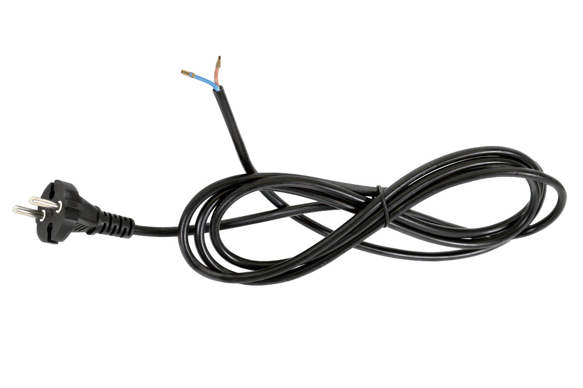 фото Кабель сетевой с вилкой H05RN-F 2x0, 75 мм2, L.2 м для болгарки (УШМ) ИНТЕРСКОЛ УШМ-125/900 (s/n 516.****)