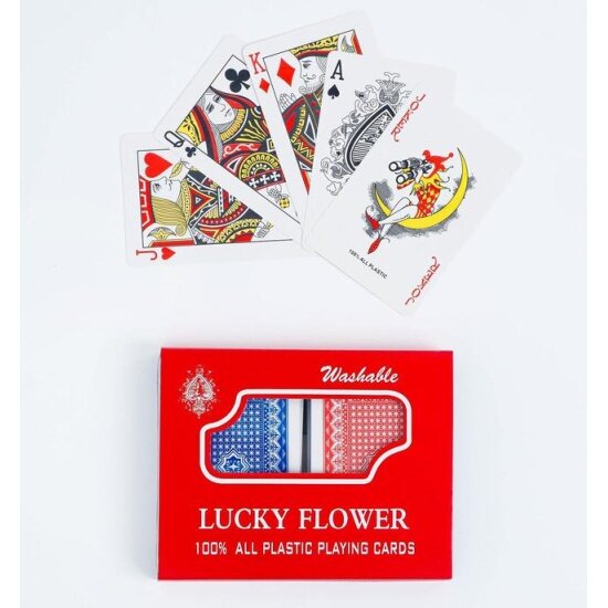 Карты игральные пластиковые Sima Land Lucky flower, 2 колоды по 54 шт, 25 мкм, 8.7 х 5.7 см
