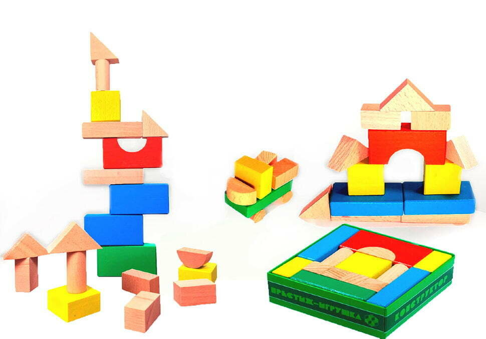 Конструктор деревянный 20 деталей, СЦ1120, цветной — фото 1