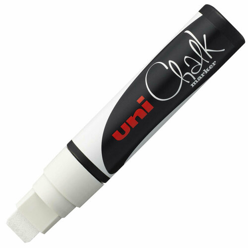 Маркер меловой UNI Chalk, 15 мм, белый, влагостираемый, для гладких поверхностей, PWE-17K WHITE упаковка 2 шт.