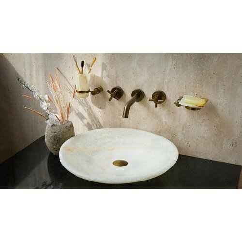Белая раковина для ванной Sheerdecor Flo 015428113 из натурального камня оникса (41 x 41 x 9 см)