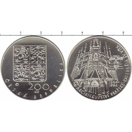 Клуб Нумизмат Монета 200 крон Чехии 1994 года Серебро Пражский кафедральный собор