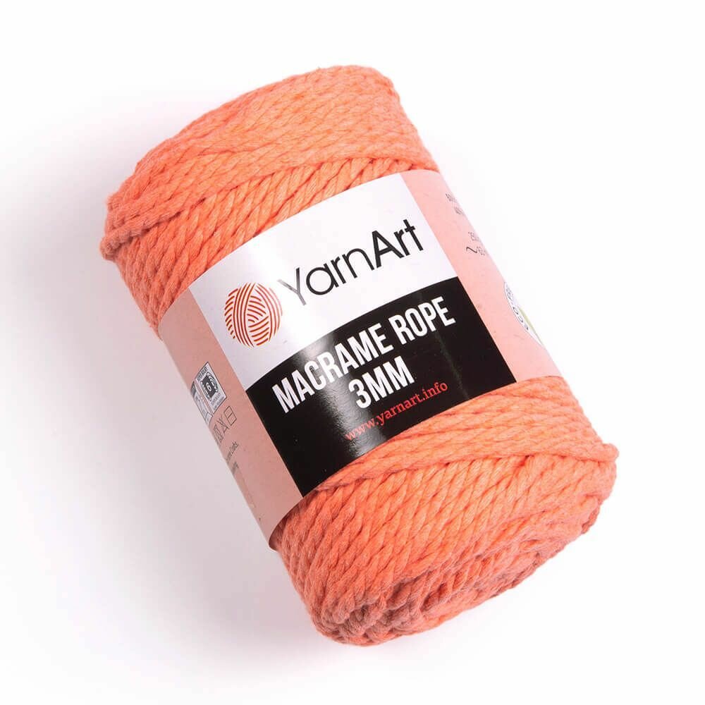 Пряжа YARNART Macrame Rope 3mm, лосось - 767, 60% хлопок, 40% вискоза & полиэстер, 4 мотка, 250 г, 63 м.