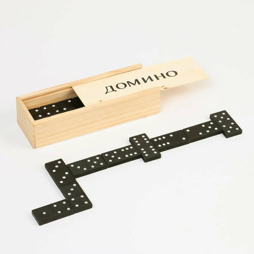 Домино классическое в деревянной коробке. Настольная игра Домино деревянное, в шкатулке, черное домино классическое в деревянной коробке 537842