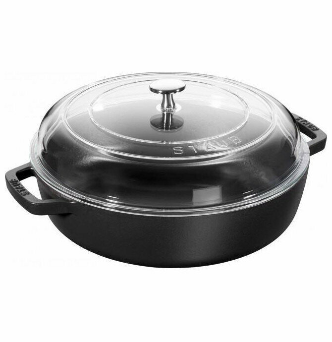 Сотейник со стеклянной крышкой Staub 28 см вишневый - фото №16