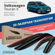 Дефлекторы окон Voron Glass серия Corsar для Volkswagen Touran II 2010-2015 /мультивен накладные 4 шт.