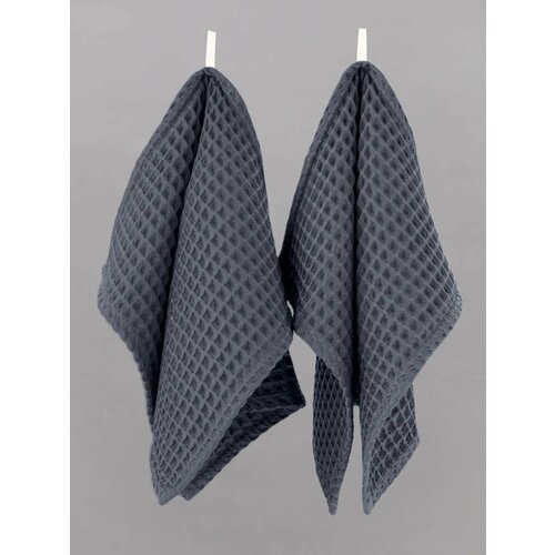 Набор из 2-х кухонных полотенец SealStore Премиум, 100% хлопок (40*60), серый кр. ваф.