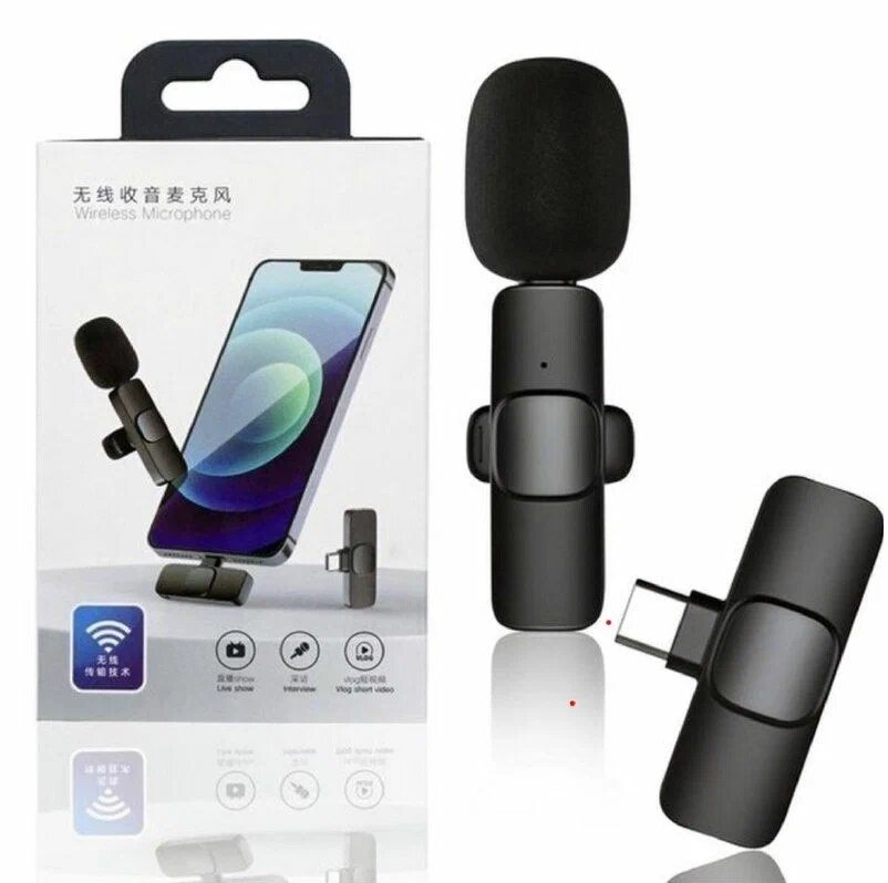 Микрофон петличный беспроводной K8 / Type-C / Wireless Microphone K8 черный