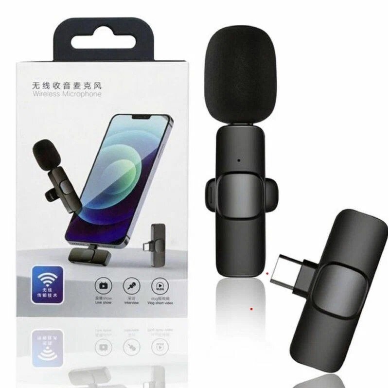 Микрофон петличный беспроводной Type-C / Wireless Microphone , черный