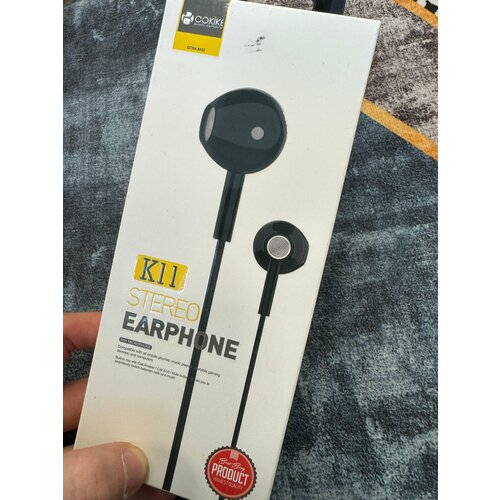 Проводные наушники капельки с микрофоном Cokike K11 116 Дцб 130см 32 Ом разъем 35мм для старых телефонов магнитолы радио MP3-плеера VR-о 588₽