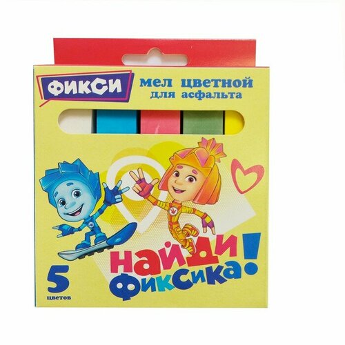 Мел цветной «Фиксики. JUMBO», 5 шт. (комплект из 26 шт) мел цветной фиксики 6 шт в картон упаковке 86433