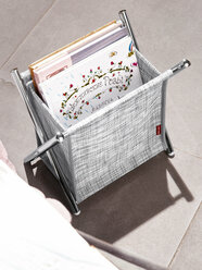 Газетница Casy Home Mini MR-023, металл, текстилен, складная, сера, 23x15x23 см