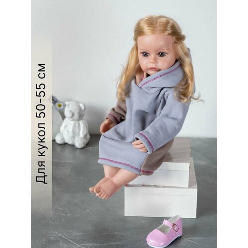 фото Одежда для куклы реборн (reborn) 55см , rich line home decor, ип-п-44_сиреневый-коричневый-с-капюшоном