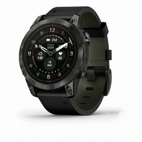 Смарт-часы Garmin Epix Pro Gen 2 Sapphire Edition 47 мм, кожаный ремешок, черный