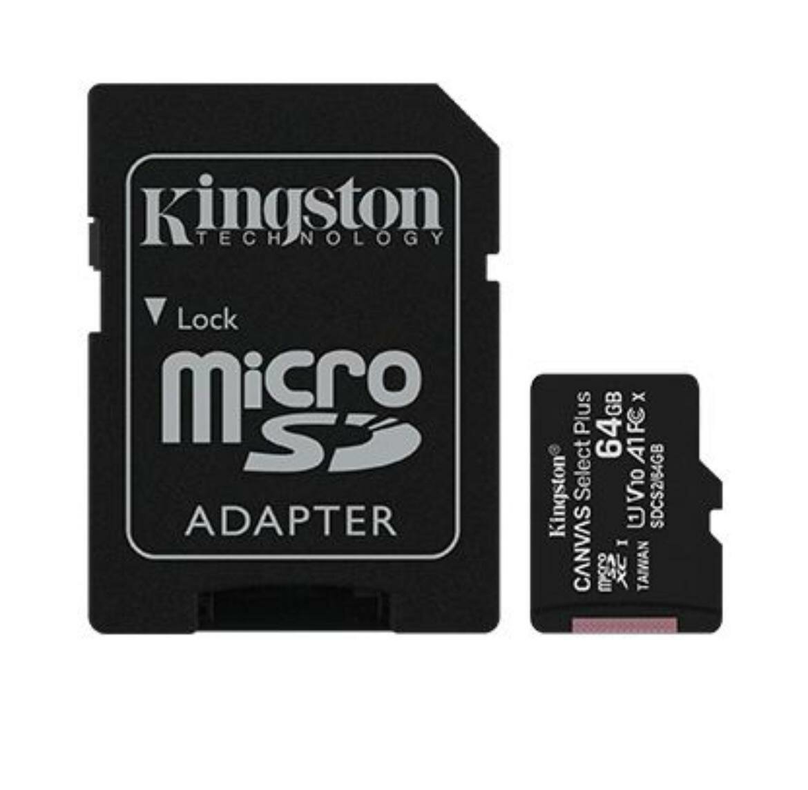 Карты памяти Kingston Canvas Select Plus microSD 64 ГБ