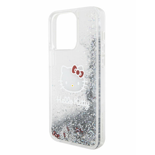 Hello Kitty для iPhone 15 Pro Max чехол Liquid Glitter Kitty Head Hard Translucent
