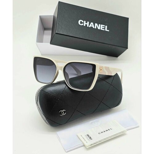 Солнцезащитные очки Chanel, бежевый, черный