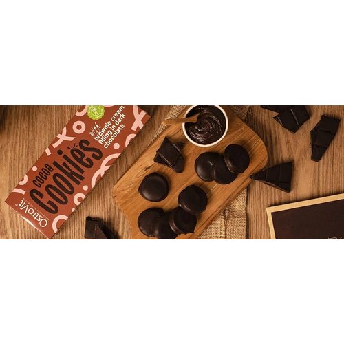 Cocoa Cookies with Brownie Cream Filling in Dark Chocolate 128 g печенье с молочным кремом мария 360г