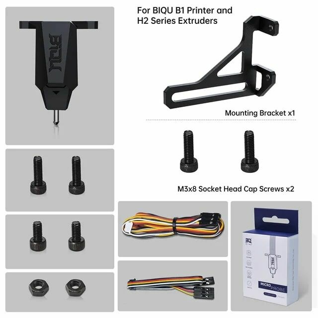 Датчик автоуровня BIQU MicroProbe v2.0 (полный набор с кронштейнами) для 3D принтеров BIQU B1 H2 и BX. Датчик автоуровня 3D-Touch (BLTouch) MicroProbe 2.0 от производителя Bigtreetech.