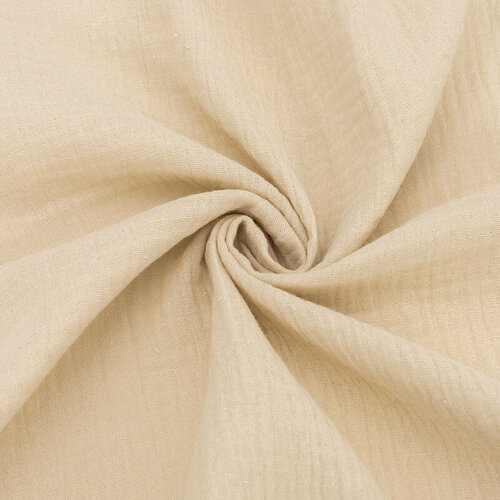 Ткань для шитья хлопок, 1 Метр ткани, Муслин гладкокрашеный 120 гр/м2, Отрез - 140х200 см, цвет бежевый, для муслиновых пеленок