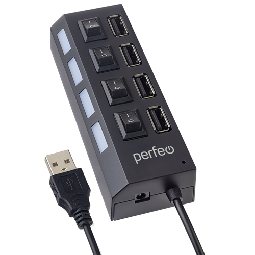 PF-H030 Black USB-HUB 4 Port чёрный