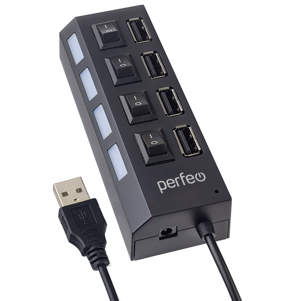 PF-H030 Black USB-HUB 4 Port чёрный