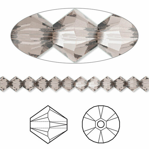 фото Бусина swarovski, 4мм, биконус (#5328), серо-коричневый (цвет 284), 10 шт.