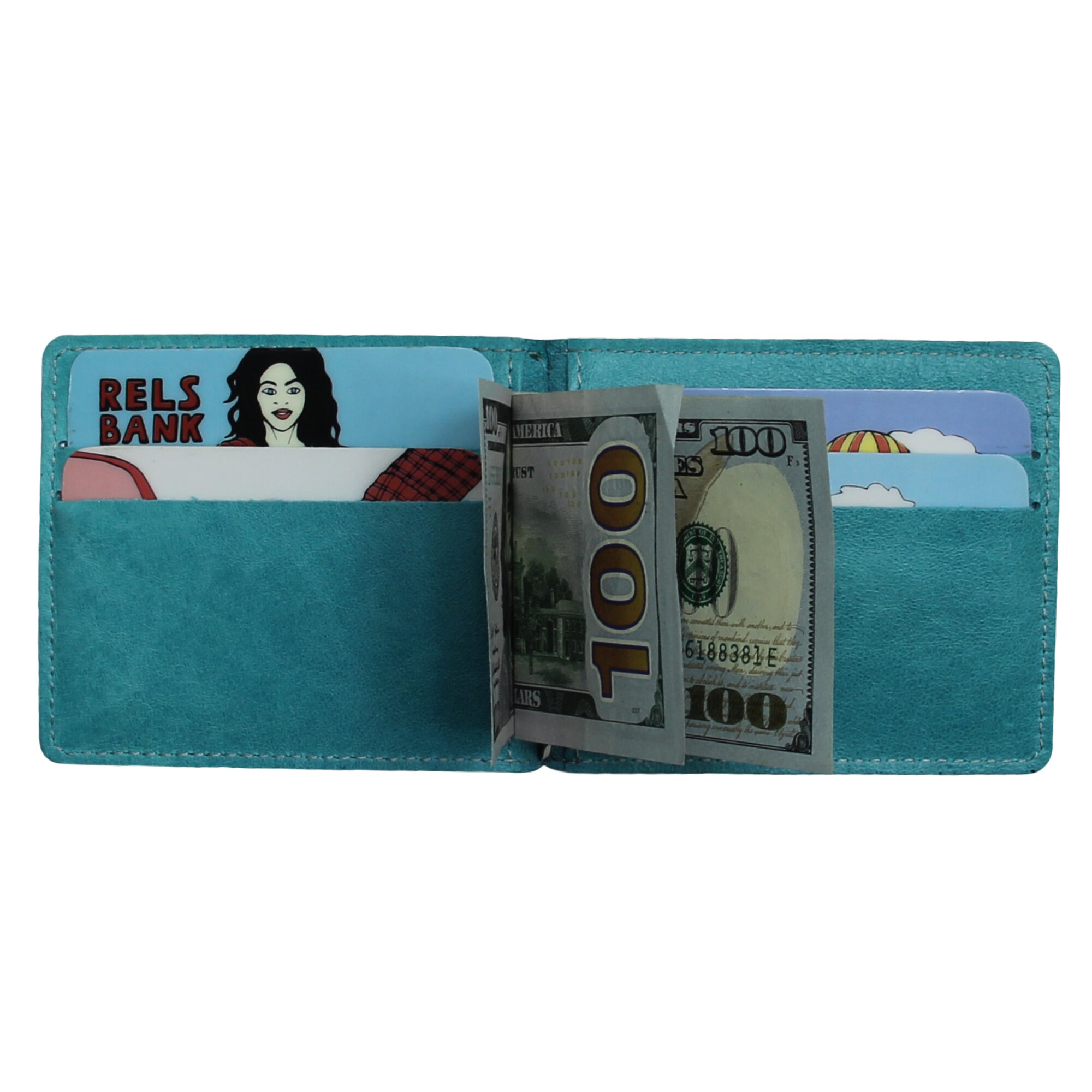 Зажим для купюр RELS, фактура гладкая, бирюзовый — фото 1