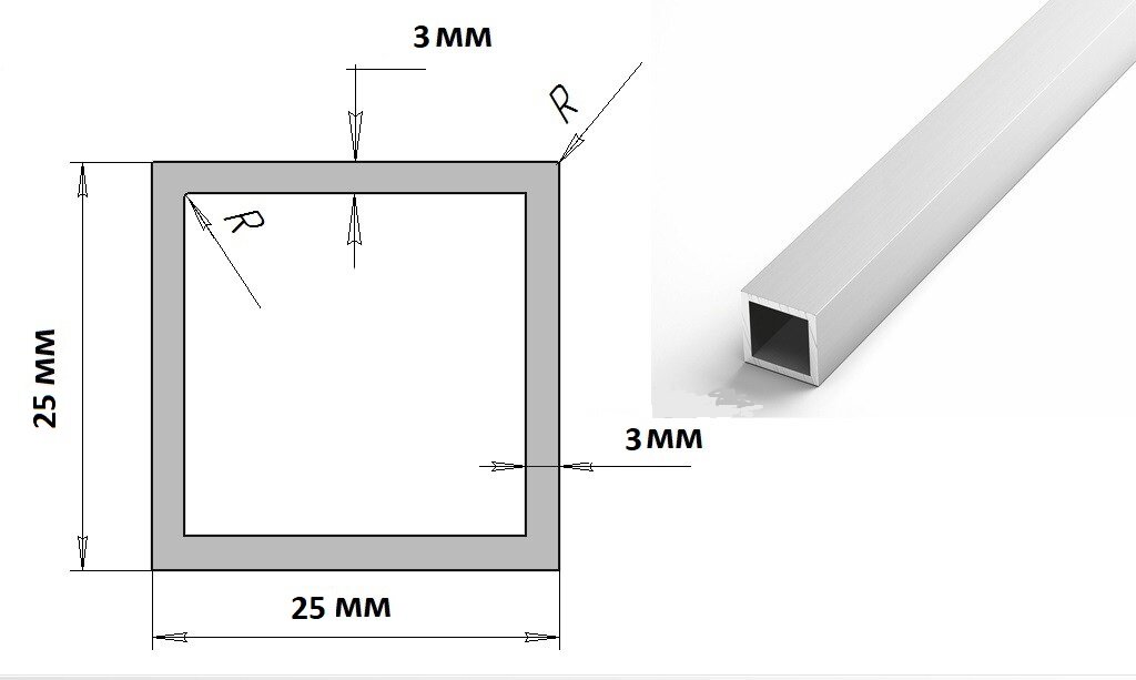 фото Труба профильная 25х25х3 мм (3 метра)