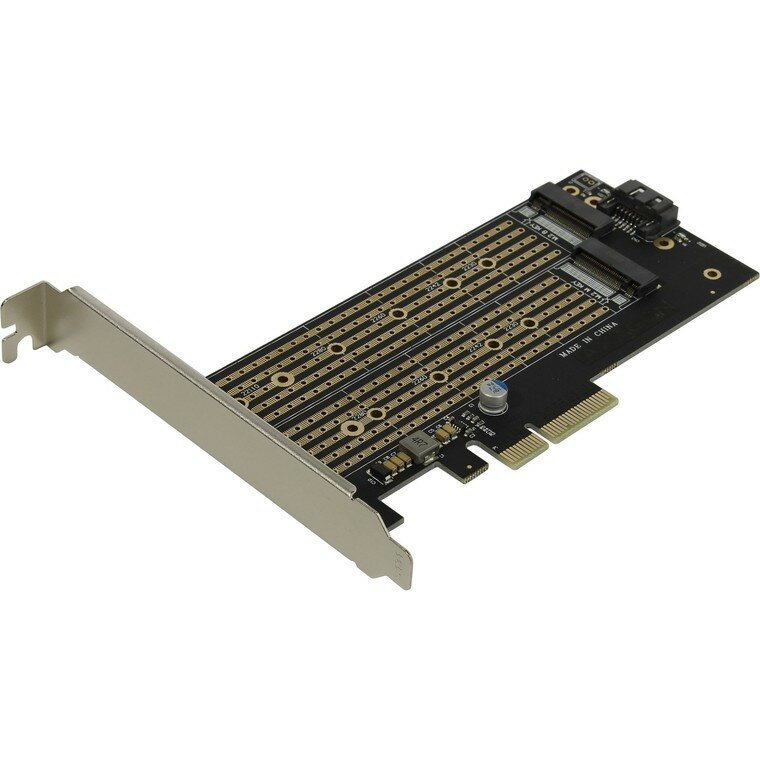 Переходник ORIENT C301E, PCI-Ex4-NGFF (M.2) M-key PCI-E SSD + SATA-NGFF (M.2) B-key SSD, тип 2230/2242/2260/2280