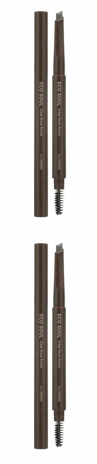 The Saem Карандаш Eco Soul Edge Brow Pencil, 01 Brown, 2 шт.