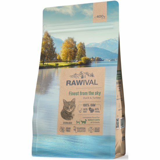 Rawival "Finest from the Sky" с уткой и индейкой сухой корм для стерилизованных кошек 400гр - фотография № 11