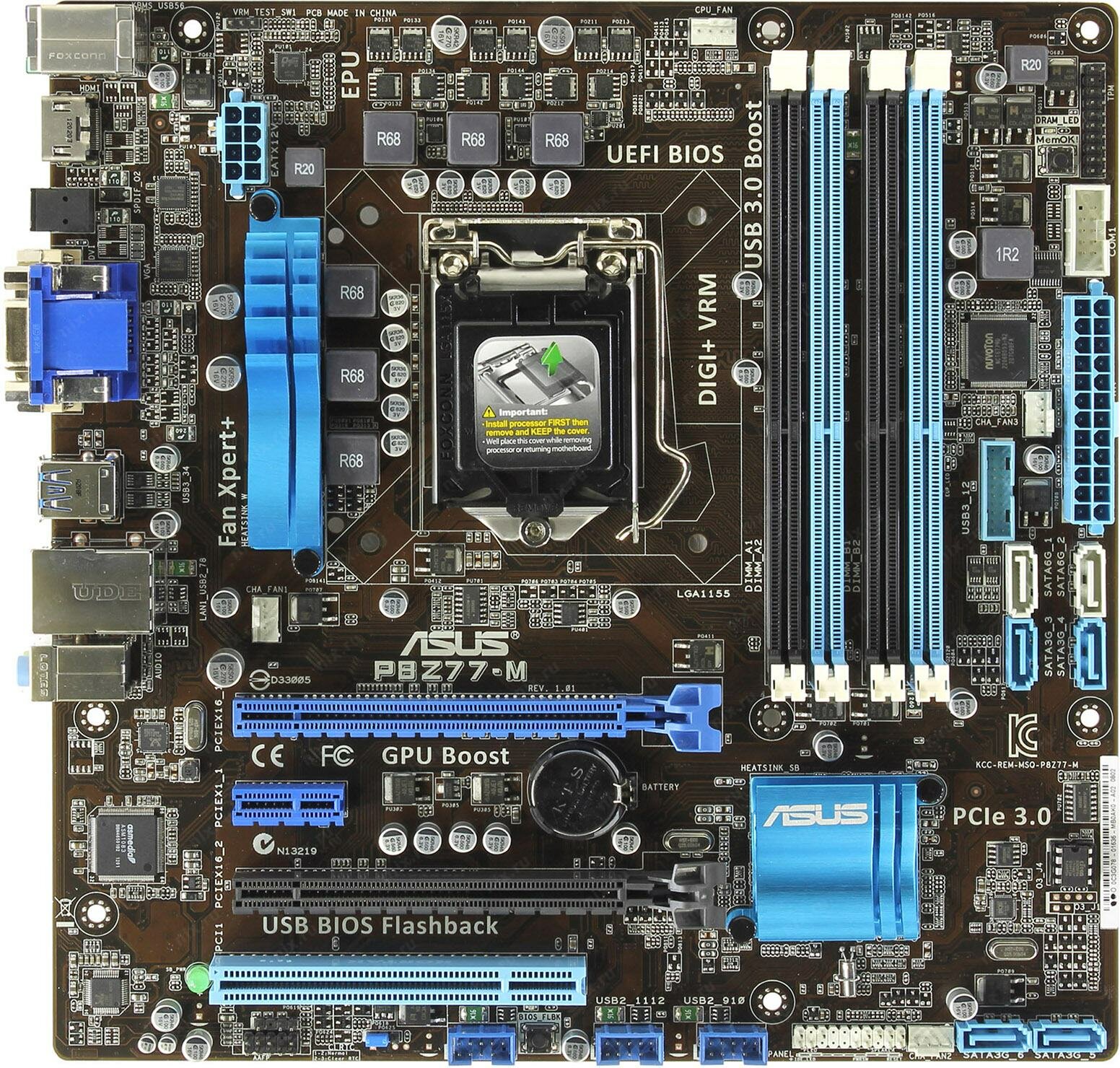 Мат. плата ASUS P8Z77-M (RTL) LGA1155 2xPCI-E+Dsub+DVI+HDMI+GbLAN SATA RAID MicroATX 4DDR3