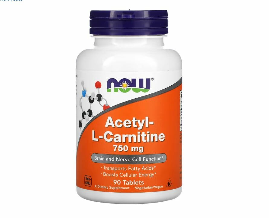 Now Foods Acetyl-L-Carnitine, 750 мг, 90 таблеток