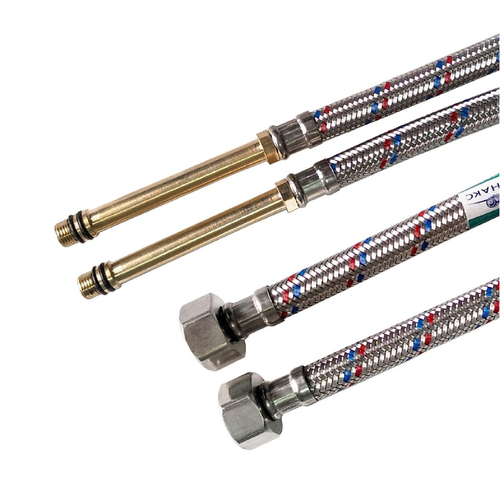 Гибкая подводка к смесителю 60 см с длинными штуцерами пара 680₽