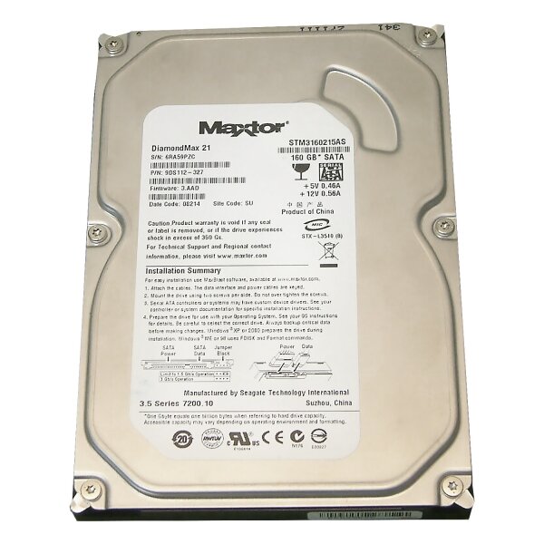 Жесткий диск Maxtor 9DS112 160Gb SATAII 3,5" HDD