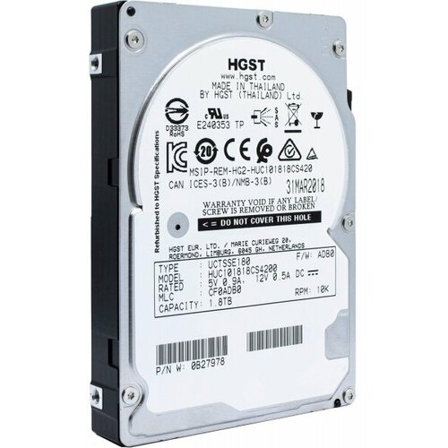 Жесткий диск HGST HUC101818CS4200 1,8Tb 10520 SAS 2,5 HDD жесткий диск hgst 0b32650 1 2tb 10520 sas 2 5 hdd